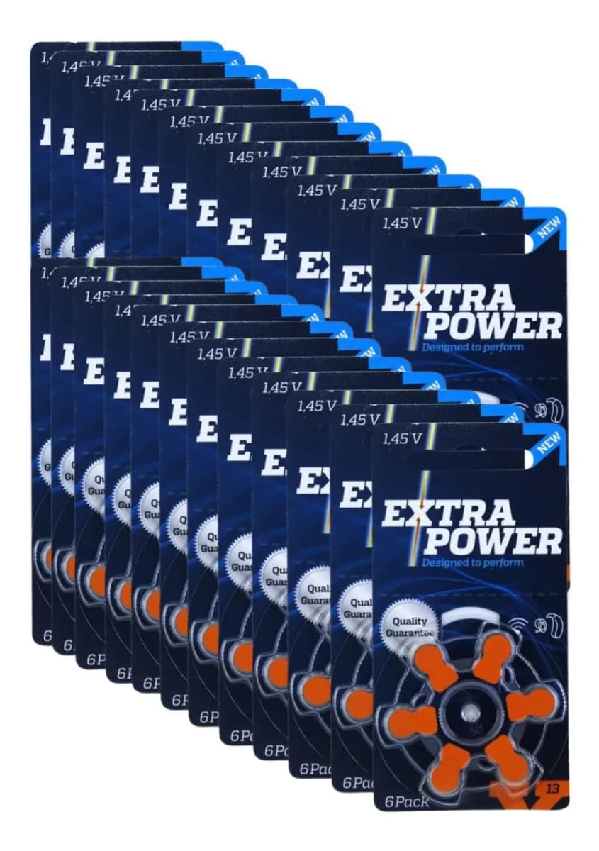 120 Pilhas Baterias Auditiva 13 Extra Power - 20 Cartelas