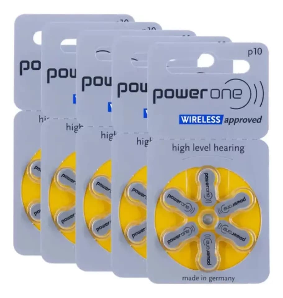 Pilhas Baterias Auditiva Power One A10 5 Cartelas 30 Uni Amarelo