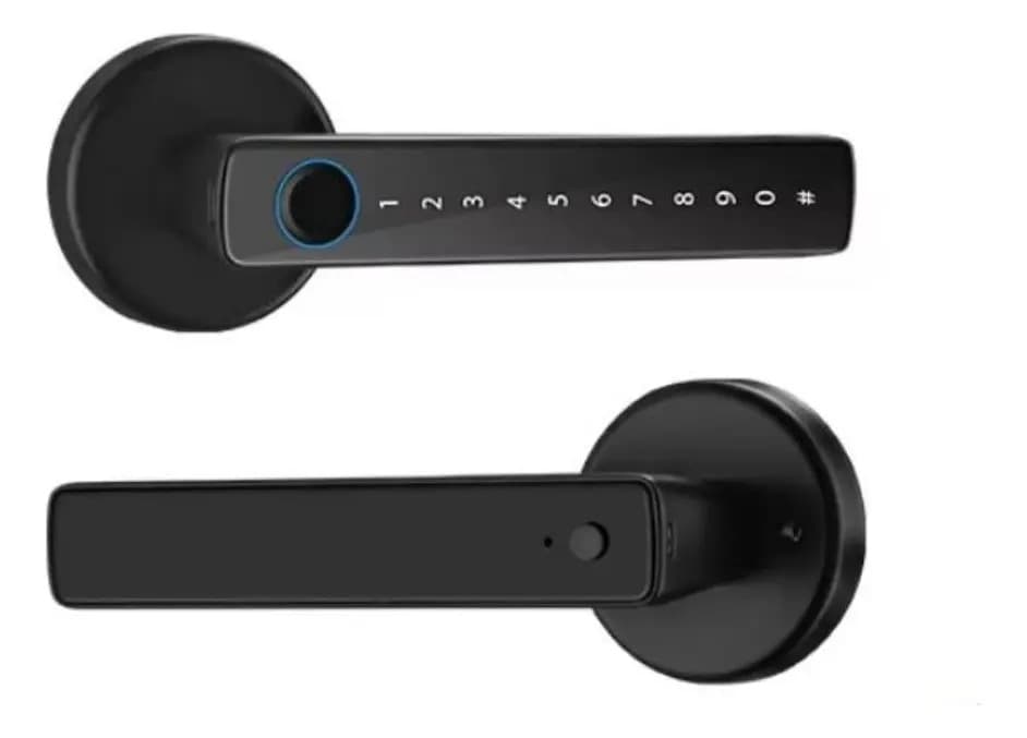 Fechadura Eletrônica Digital Com Biometria Senha Tag Tuya Preto